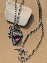 Load image into Gallery viewer, Sterling Silver Amethyst Heart Pendant w/ Sterling Charms and Rollo Chain