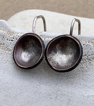 Load image into Gallery viewer, Copper Domed Earrings w Sterling Silver Dust