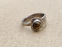 Load image into Gallery viewer, Hammered Sterling Silver Ring w/ Brown Agate