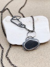 Load image into Gallery viewer, Sterling Silver Grey Found Beach Rock "Cloudy Day" w Dark Chain