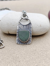 Load image into Gallery viewer, Sterling Silver Stamped Pendant Found Army Green Stone w Chain