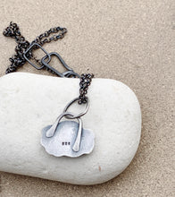 Load image into Gallery viewer, Sterling Silver Grey Found Beach Rock "Cloudy Day" w Dark Chain