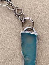 Load image into Gallery viewer, Sterling Silver Pendant Ice Blue Sea Glass w Sterling Chain