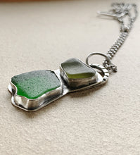 Load image into Gallery viewer, Custom Sterling Silver Two Tone Sea Glass Pendant & Chain