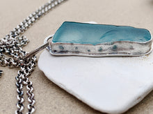 Load image into Gallery viewer, Sterling Silver Pendant Ice Blue Sea Glass w Sterling Chain