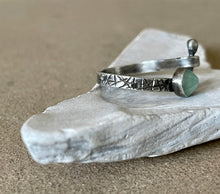 Load image into Gallery viewer, Sterling Silver Blue Chalcedony Stamped Adjustable Ring