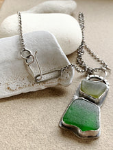 Load image into Gallery viewer, Custom Sterling Silver Two Tone Sea Glass Pendant & Chain