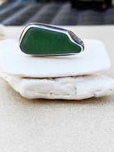 Load image into Gallery viewer, Custom Sterling Silver & Green Sea Glass Ring
