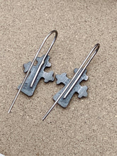 Load image into Gallery viewer, Sterling Silver Cross Patina Earrings