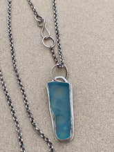 Load image into Gallery viewer, Sterling Silver Pendant Ice Blue Sea Glass w Sterling Chain