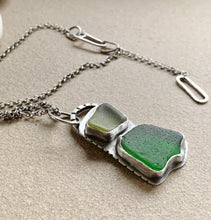 Load image into Gallery viewer, Custom Sterling Silver Two Tone Sea Glass Pendant & Chain