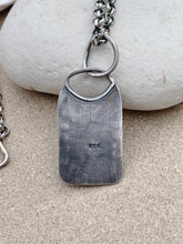 Load image into Gallery viewer, Sterling Silver Stamped Pendant Found Army Green Stone w Chain