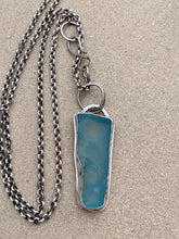 Load image into Gallery viewer, Sterling Silver Pendant Ice Blue Sea Glass w Sterling Chain