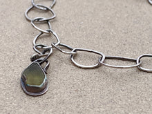 Load image into Gallery viewer, Sterling Silver Half Moon Link Chain Bracelet w Yellow Sea Glass Charm