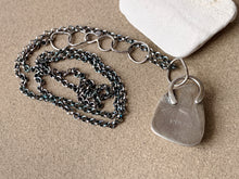Load image into Gallery viewer, Sterling Silver Stamped Pendant with Cobalt Blue Sea Glass & Chain