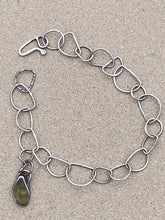 Load image into Gallery viewer, Sterling Silver Half Moon Link Chain Bracelet w Yellow Sea Glass Charm