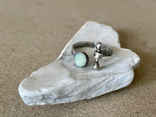 Load image into Gallery viewer, Sterling Silver Blue Chalcedony Stamped Adjustable Ring