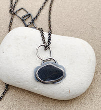 Load image into Gallery viewer, Sterling Silver Grey Found Beach Rock "Cloudy Day" w Dark Chain