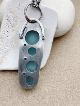 Load image into Gallery viewer, Sterling Silver Pendant Ice Blue Sea Glass w Sterling Chain
