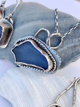 Load image into Gallery viewer, Custom Sterling Silver & Blue Found Sea Glass Pendant / Chain & Earrings