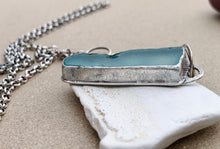 Load image into Gallery viewer, Sterling Silver Pendant Ice Blue Sea Glass w Sterling Chain
