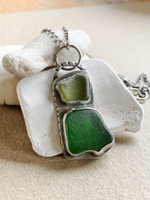 Load image into Gallery viewer, Custom Sterling Silver Two Tone Sea Glass Pendant & Chain