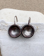 Load image into Gallery viewer, Copper Domed Earrings w Sterling Silver Dust