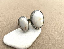 Load image into Gallery viewer, Sterling Silver Double Agate Stone Open Ring