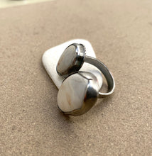 Load image into Gallery viewer, Sterling Silver Double Agate Stone Open Ring