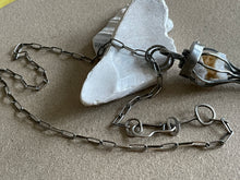 Load image into Gallery viewer, Sterling Silver Caged Quartz Crystal Geode Pendant w/ Paper Clip Chain