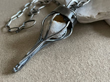 Load image into Gallery viewer, Sterling Silver Caged Quartz Crystal Geode Pendant w/ Paper Clip Chain