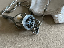 Load image into Gallery viewer, Sterling Silver Caged Quartz Crystal Geode Pendant w/ Paper Clip Chain
