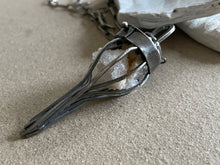 Load image into Gallery viewer, Sterling Silver Caged Quartz Crystal Geode Pendant w/ Paper Clip Chain