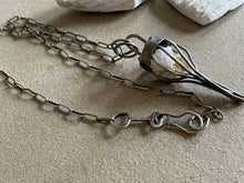 Load image into Gallery viewer, Sterling Silver Caged Quartz Crystal Geode Pendant w/ Paper Clip Chain