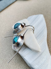 Load image into Gallery viewer, Textured Sterling Silver Earrings With Blue Stone