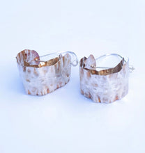 Load image into Gallery viewer, Repurposed Double layer Sterling Silver Sheet Hoops