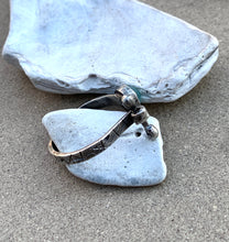 Load image into Gallery viewer, Sterling Silver Blue Chalcedony Stamped Adjustable Ring