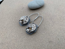 Load image into Gallery viewer, Sterling Silver "What Time Is It" Repurposed Steampunk Earrings