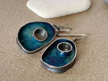 Load image into Gallery viewer, Sterling Silver Organic Form Circle in Oval Patina Earrings