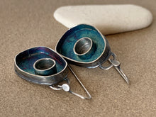 Load image into Gallery viewer, Sterling Silver Organic Form Circle in Oval Patina Earrings