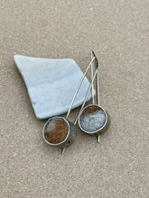 Load image into Gallery viewer, Sterling Silver Round Shadow Box Alpaca Earrings