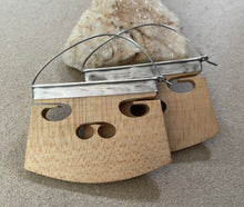 Load image into Gallery viewer, Sterling Silver & Wood Violin Bridge Hoop Earrings