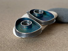Load image into Gallery viewer, Sterling Silver Organic Form Circle in Oval Patina Earrings