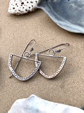 Load image into Gallery viewer, Sterling Silver Stamped Half Moon Dangle Earrings