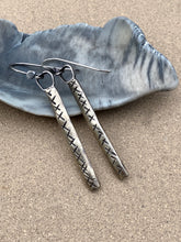 Load image into Gallery viewer, Repurposed Sterling Silver Stamped Dangle Earrings