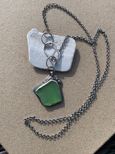 Load image into Gallery viewer, Sterling Silver with Emerald Green Found Sea Glass Stingray Pendant Chain Necklace