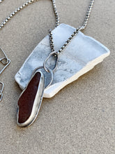 Load image into Gallery viewer, Sterling Silver Brown Found Sea Glass Pendant w/ Rolo Chain