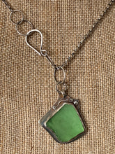 Load image into Gallery viewer, Sterling Silver with Emerald Green Found Sea Glass Stingray Pendant Chain Necklace