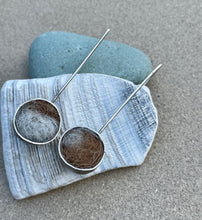 Load image into Gallery viewer, Sterling Silver Round Shadow Box Alpaca Earrings