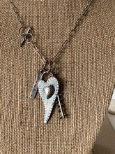 Load image into Gallery viewer, Sterling Silver Sacred Heart Domed Charm Pendant Necklace